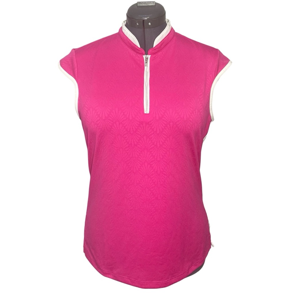 NEW NIVO Brianna Mock Sleeveless Cap Golf Shirt Top Womens L Large Pink NWT